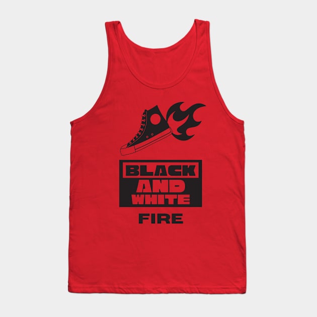 Black and White fire Tank Top by KINGShut